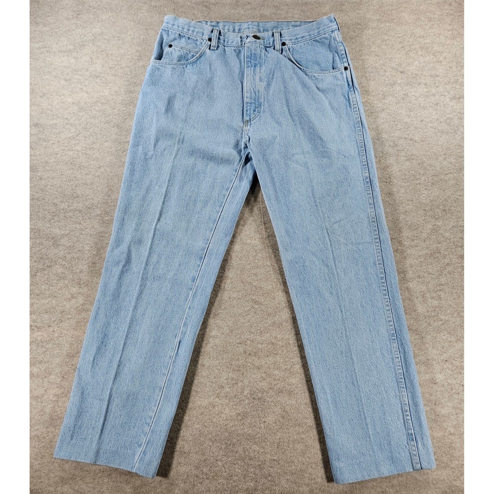 Vintage Wrangler 96501LD Jeans Mens 34x32 Light Wash Made USA Hemmed 28 Inseam